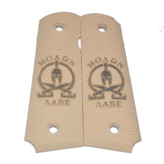 1911 Laser Engraved Grip - Molon Labe - Tan