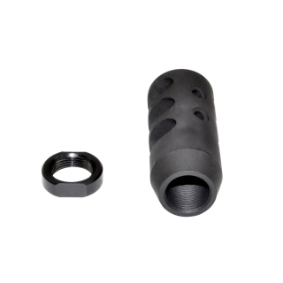 .30 Cal 3 Port Muzzle Brake Black Steel 2.4" Length - AR-10/15  5/8x24 thread pattern