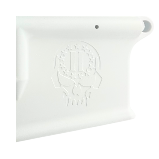 AR-15 Builder Set - 2nd Amendment Skull- Cerakote Bright White/w Deep Laser Engrave
