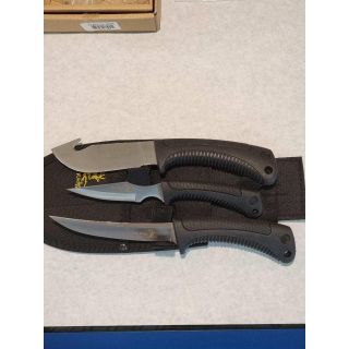 Elk Ridge Fixed Hunting Set #ER-261 *ORPH* Elkridge-Hunting/Camping 3 PC Set with Ballistic Type Scabbard, Closeout