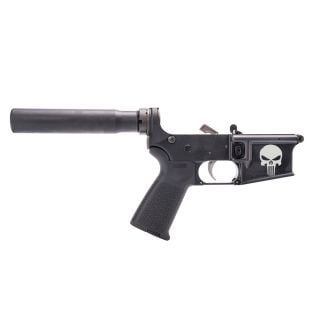 Anderson AM-15 Complete Pistol Lower - Open Trigger - Punisher Skull - Anodized Black