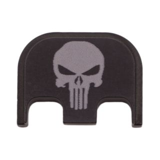 Glock Rear Slide Plate - Punisher Skull - Anodized Black