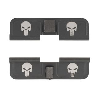 AR-15 Dust Cover - Double Punisher Skulls - Double Image - Phosphate Black