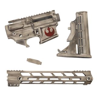 AR-15 Builder Set - Rebel Red - Cerakote Distressed White (FFL Required)