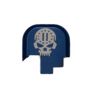 S&W Shield - Rear Slide Plate - 2nd Amendment Skull - Anodized Blue