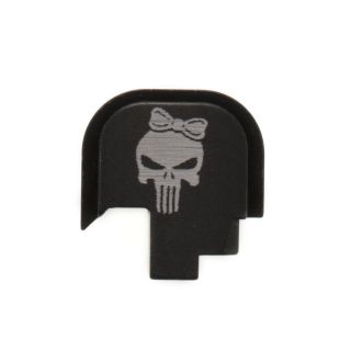 S&W Shield - Rear Slide Plate - Punisher Girl - Anodized Black