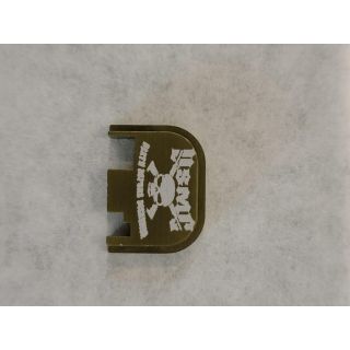 Glock Rear Slide Plate- *ORPH* - Anodize Skull and Crossed Rifles ODG, Gen 1-4