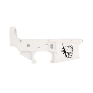 AR-15 Stripped Lower Receiver - Bad Kitty - (FFL Required) - Cerakote Bright White