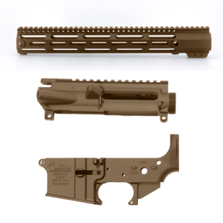 Cerakote 3-Piece Builder Set — Anderson Stripped Upper & Lower + 12" M-LOK Free-Float Handguard | Burnt Bronze