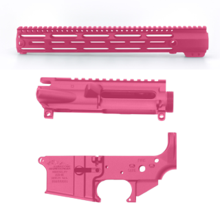 Pink 3-Piece Builder Set — Anderson Stripped Upper & Lower + 12" M-LOK Free-Float Handguard | Cerakote Prison Pink