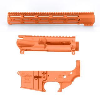 Cerakote 3-Piece Builder Set — PSA Stripped Upper & Lower + 12" M-LOK Free-Float Handguard | Hunter Orange