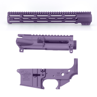 Cerakote 3-Piece Builder Set — Anderson Stripped Upper & Lower + 12" M-LOK Free-Float Handguard | Bright Purple