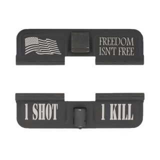 AR-15 Dust Cover - Freedom Isn't Free - 1 Shot 1 Kill - Phosphate Black