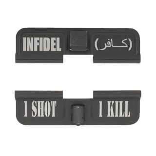 AR-15 Dust Cover - Infidel - 1 Shot 1 Kill - Phosphate Black