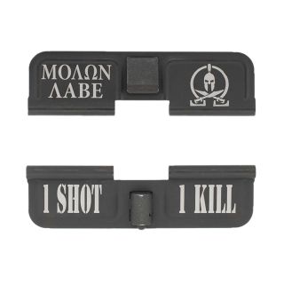 AR-15 Dust Cover - Molon Labe - 1 Shot 1 Kill - Phosphate Black