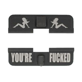 AR-15 Dust Cover - Mudflap Girl - You're Fcked - Phosphate Black