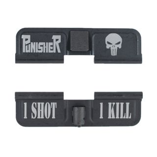 AR-15 Dust Cover - Punisher - 1 Shot 1 Kill - Phosphate Black