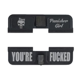 AR-15 Dust Cover - Punisher Girl - You're Fcked - Phosphate Black