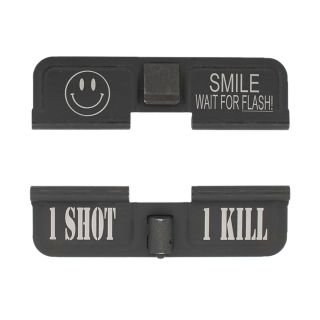 AR-15 Dust Cover - Smile! - 1 Shot 1 Kill - Phosphate Black