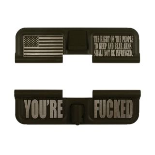 AR-15 Dust Cover - The Right to Bear Arms - You're Fucked - Cerakote Olive Drab Green