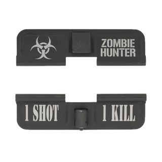 AR-15 Dust Cover - Zombie Hunter - 1 Shot 1 Kill - Phosphate Black
