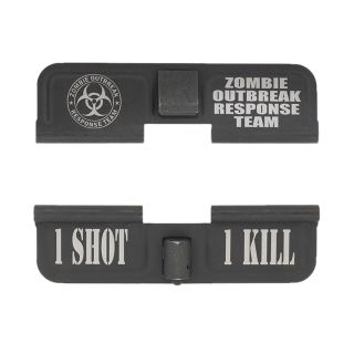 AR-15 Dust Cover - Zombie Response Team - 1 Shot 1 Kill - Phosphate Black