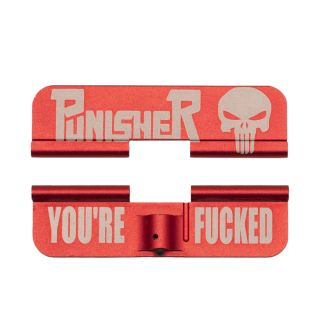 AR-15 Dust Cover - Punisher - You're Fucked - Anodized Red