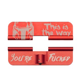 AR-15 Dust Cover - The Mandalorian This Is The Way - Anodized Red