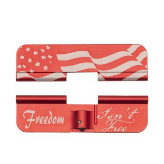 AR-15 Dust Cover - Freedom Isn't Free - Flag Wrap - Anodized Red