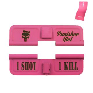 AR-15 Dust Cover - Punisher Girl - 1 Shot 1 Kill - Cerakote Pink