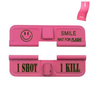 AR-15 Dust Cover - SMILE! - 1 Shot 1 Kill - Cerakote Pink