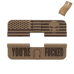 AR-15 Dust Cover - Don't Tread on Me - You're Fucked - Cerakote Flat Dark Earth